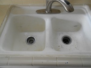 Kitchen Sink Before Reglazing /Refinishing and repairing